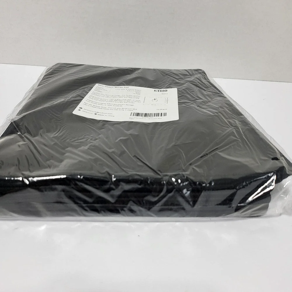 Ktrio Mouse Pads 10 Pack Black Lycra Cloth Natural Rubber 8.5‎ x 11 Inches New